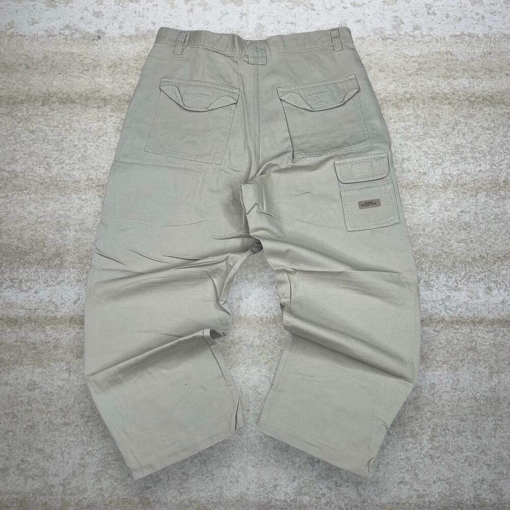 Vintage Y2K Wrangler Cargo Pants 34x28 Baggy Wide Leg Fit Light Tan Cotton